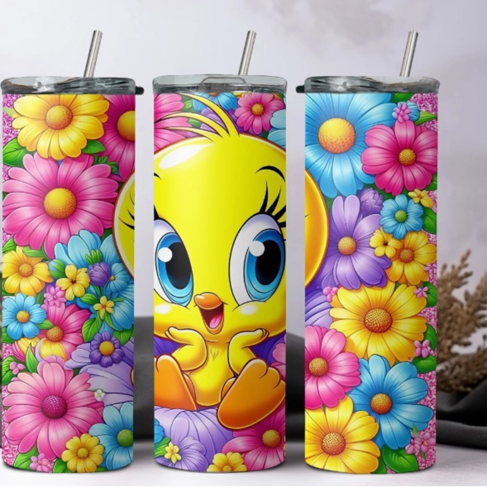 Colorful Floral Bird Tumbler